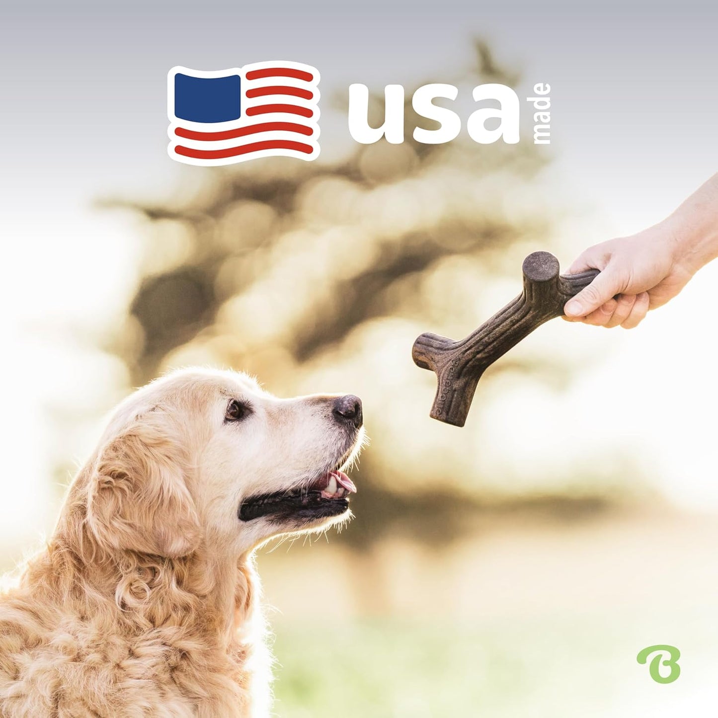 Maplestick Real Wood Durable Dog Chew Toy, Made in USA, Medium